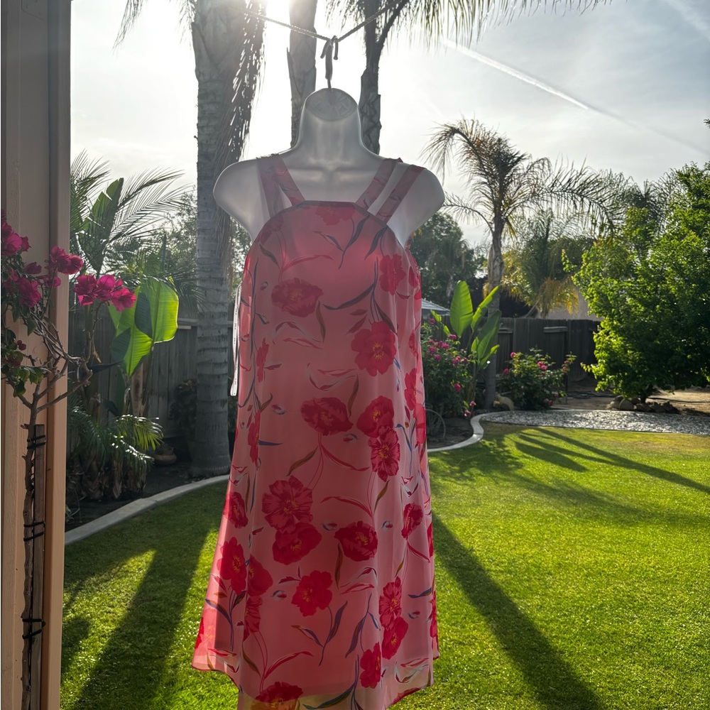 Bar III Pink and Red Midi Dress